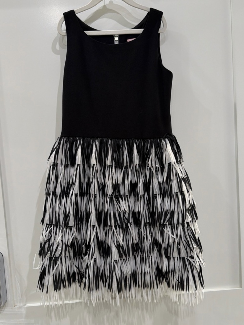 Zoe Ltd Black and White Fringe Party Dress